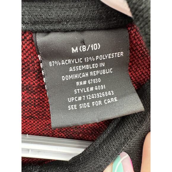 Womens George Sweater Size Medium Red and Black Plaid Long Sleeve Button Up - Picture 6 of 13